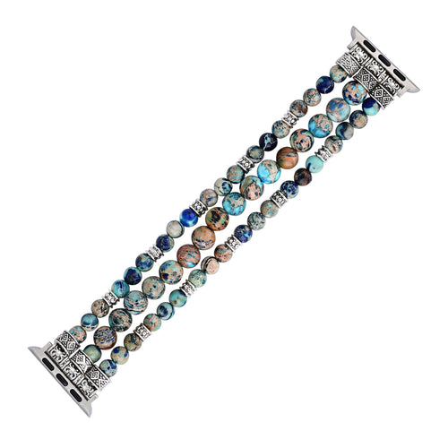 Bohemian Aqua Stone Beaded Stretch Band for Apple Watch