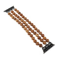 Natural Wood Beaded Boho Style Elastic Strap for Apple Watch