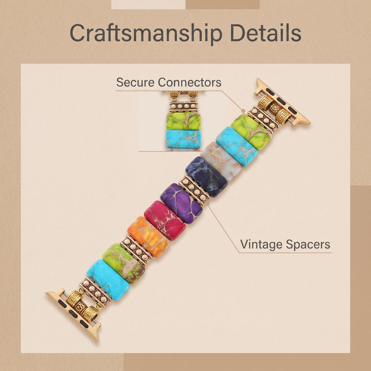 Bohemian Rainbow Colorful Beaded Jewelry Band for Apple Watch