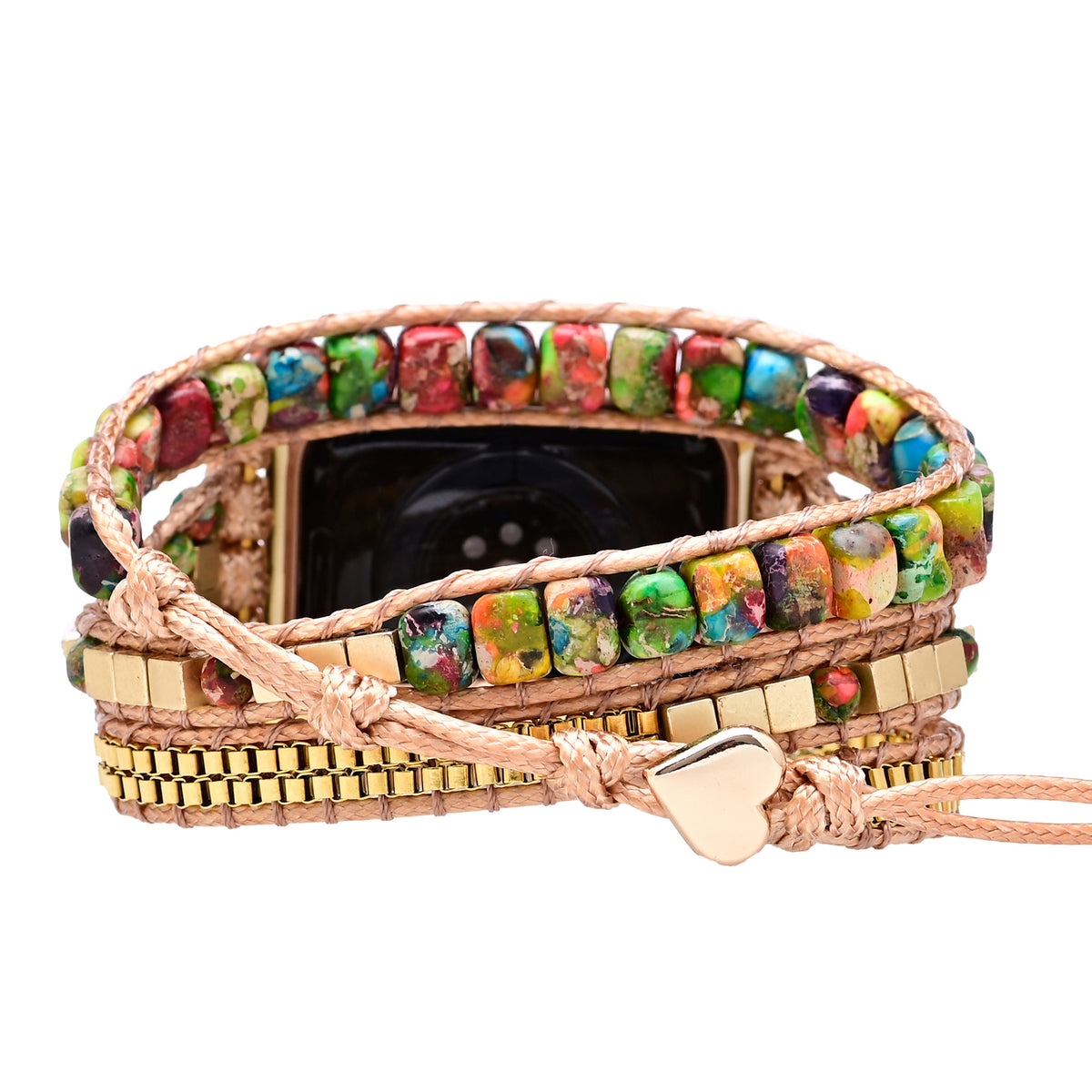 Multicolor Stone Wrap-Around Beaded Band for Apple Watch