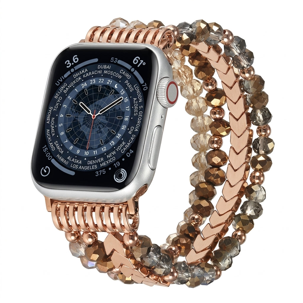 Luxury crystal beaded Apple Watch band with elegant bracelet design