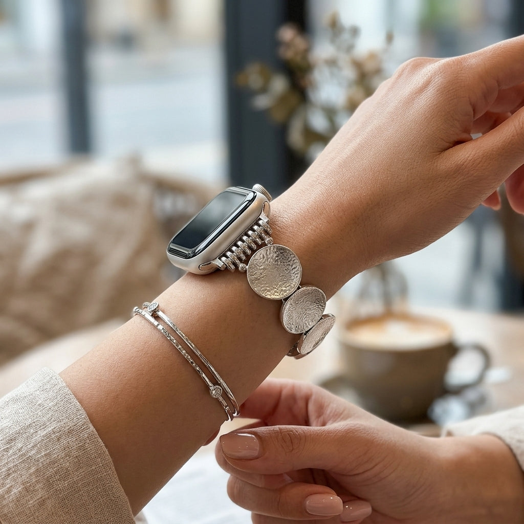 Luna Disc Design Luxury Metal Link Band for Apple Watch