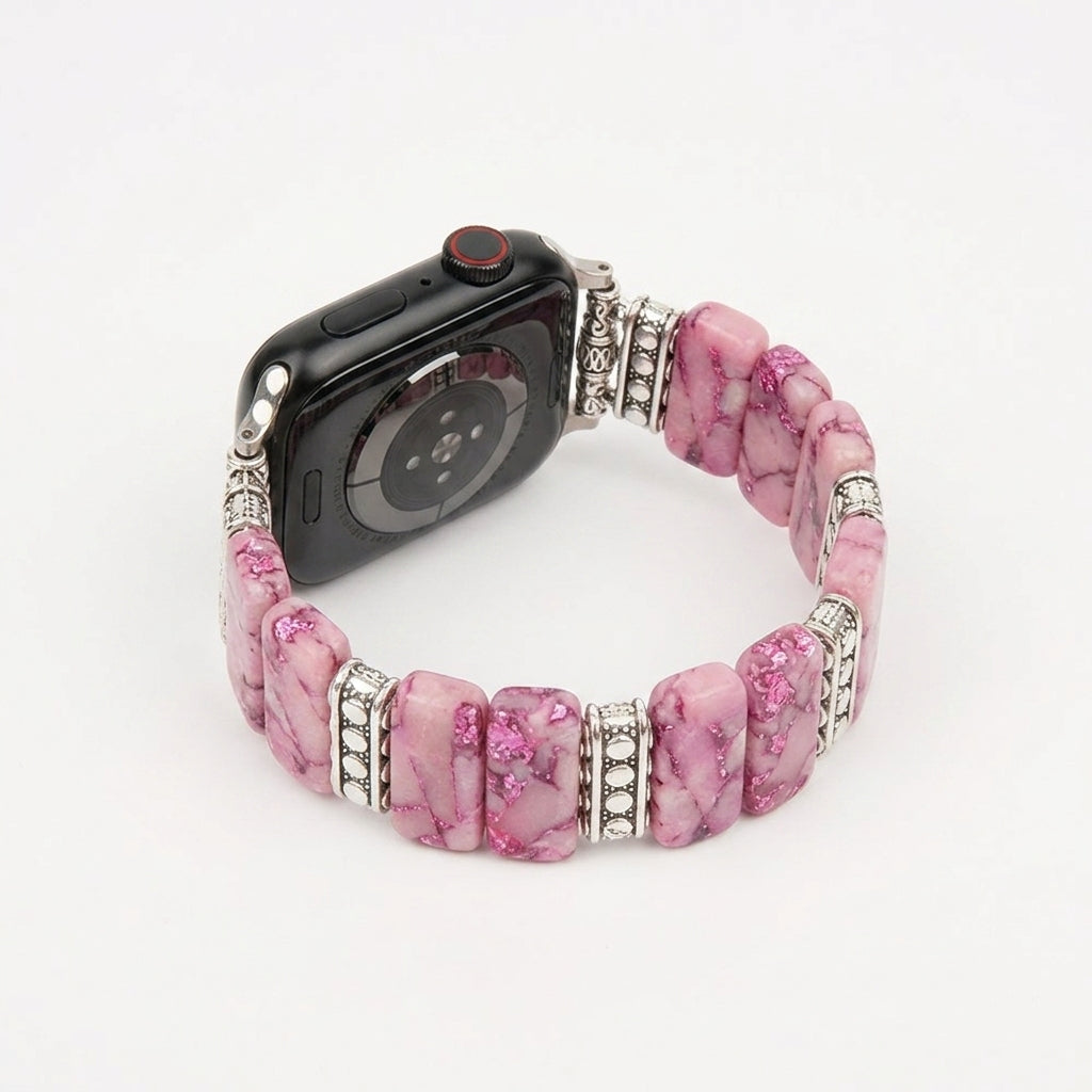 Rose Aura Pink Beaded Jewelry Bracelet for Apple Watch