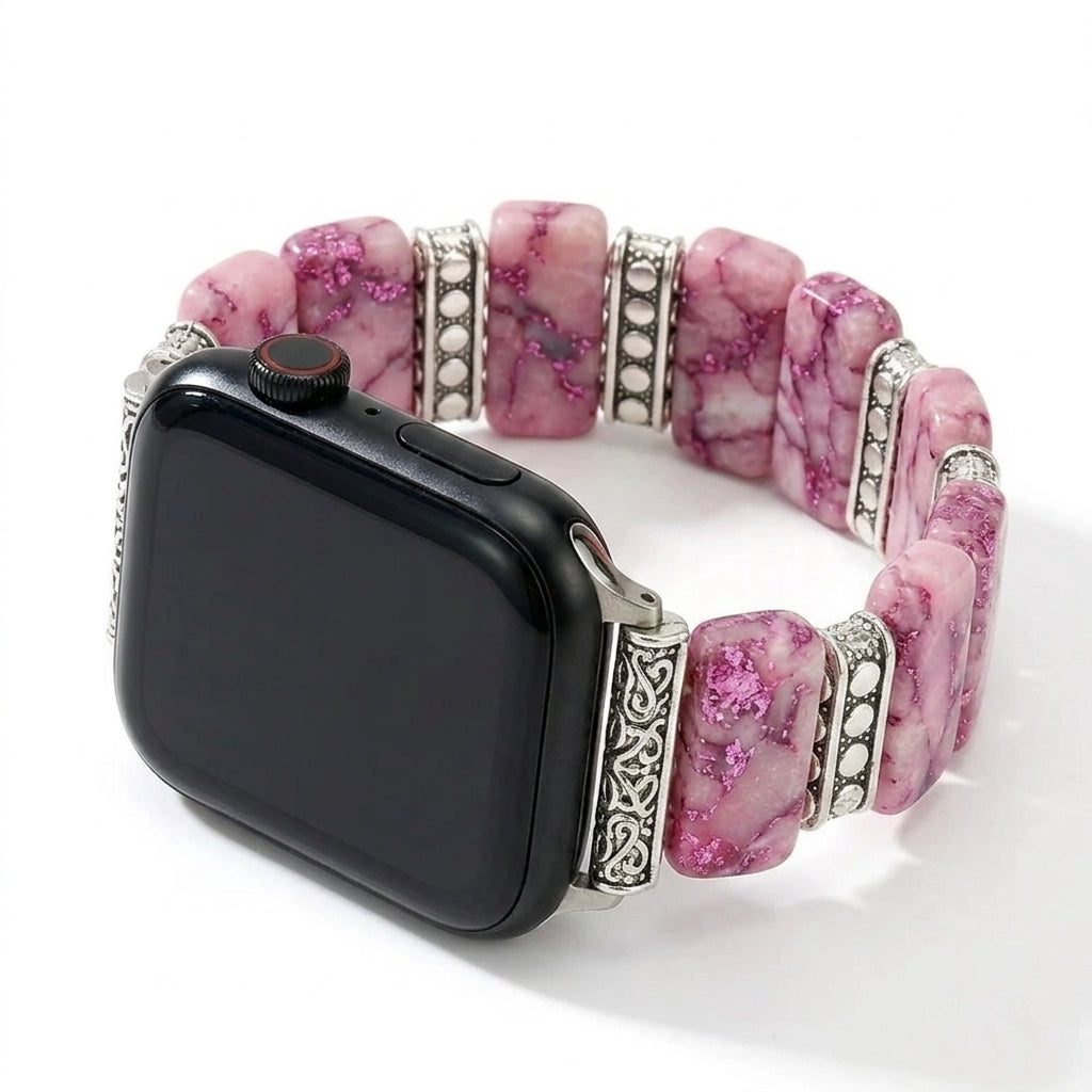 Rose Aura Pink Beaded Jewelry Bracelet for Apple Watch