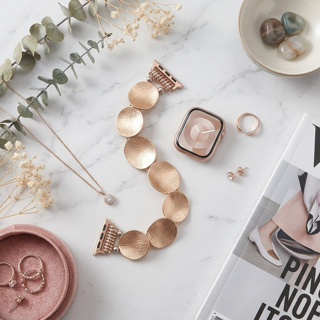 Luna Disc Design Luxury Metal Link Band for Apple Watch