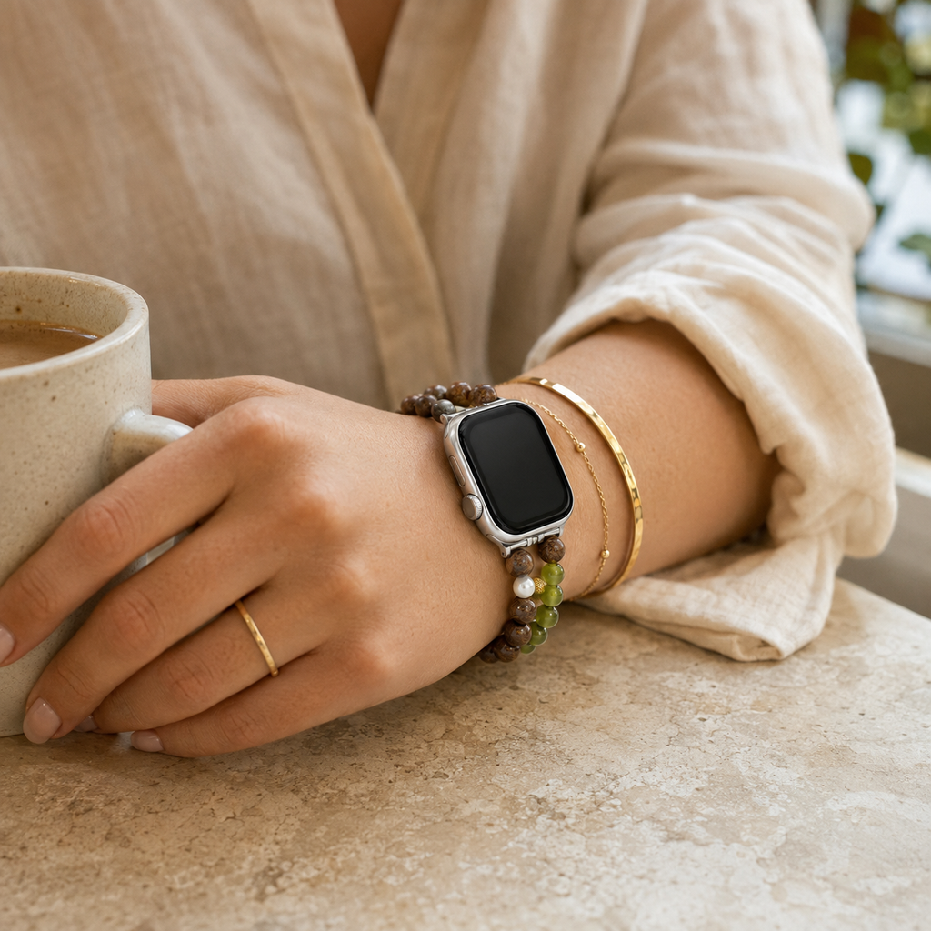 Forest Grove Double-Strand Beaded Bracelet for Apple Watch