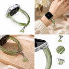Cat eye jade charm watch band with translucent green bracelet design for Apple Watch