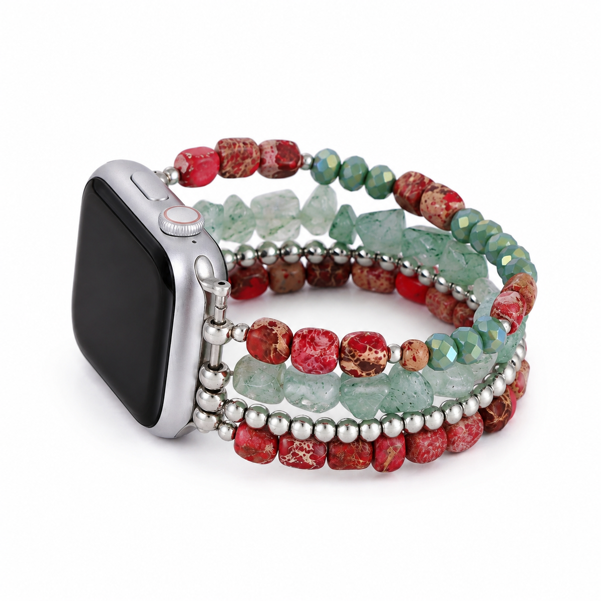 Handcrafted Bohemian Imperial Stone Apple Watch band on white background