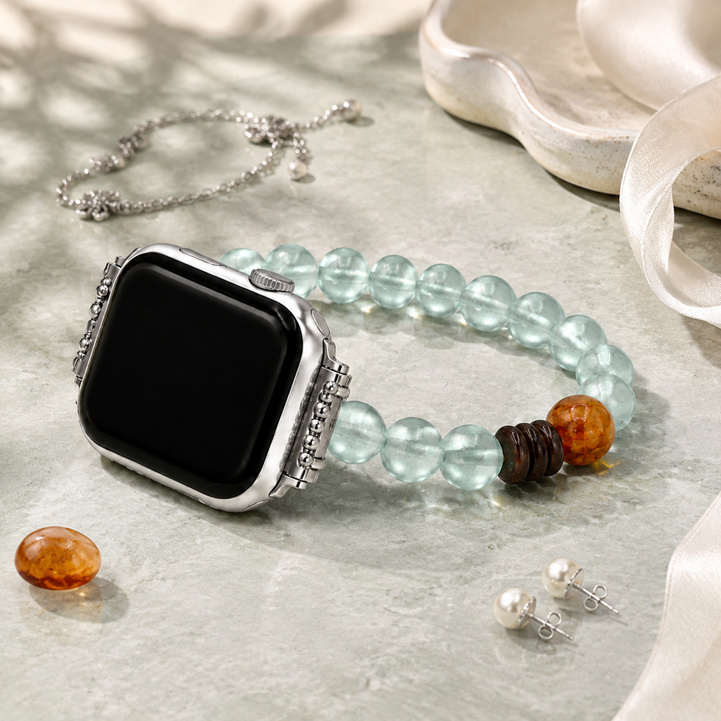Sea Mist Aqua Beaded Band for Apple Watch