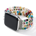 Rainbow beaded Apple Watch band with colorful jewelry bracelet design
