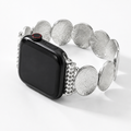 Silver disc jewelry Apple Watch band with hammered metal bracelet design