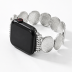 Silver disc jewelry Apple Watch band with hammered metal bracelet design