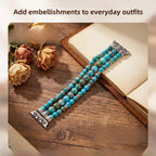 Sky blue bohemian jade beaded Apple Watch band with jewelry-inspired details