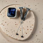 Black cat eye bracelet band for Apple Watch with elegant bead tassel