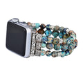Aqua Stone Beaded Apple Watch band on a clean white background