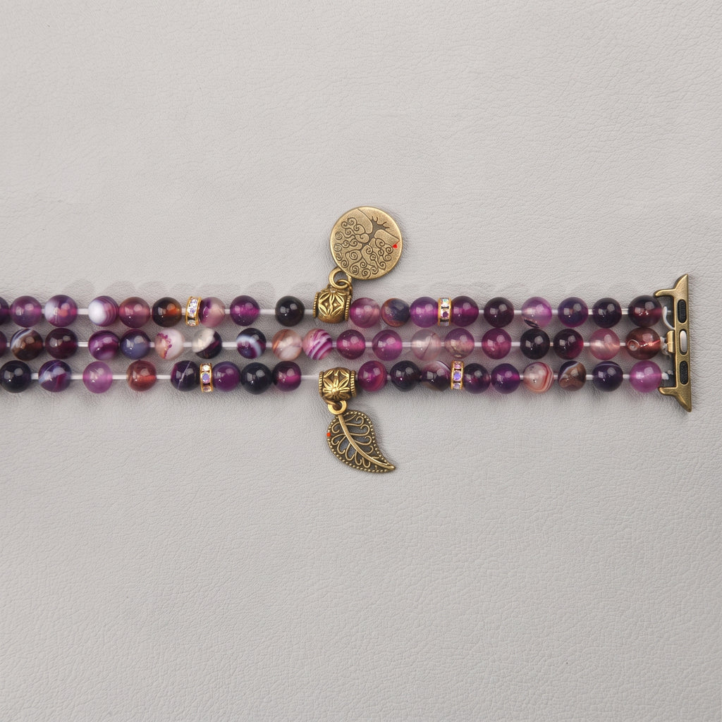 Close-up detail of Boho Natural Stone Bracelet Apple Watch band