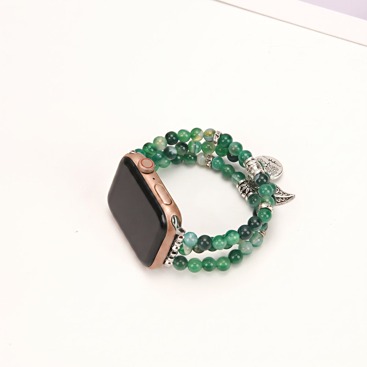 Boho Natural Stone Bracelet Apple Watch band on a clean white background