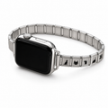 VELOWEN silver cat Apple Watch band with black kitten motifs on a white background