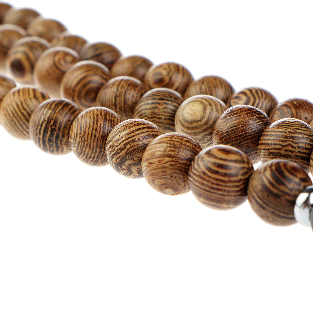 Close-up detail of Natural Wood Beaded Apple Watch band