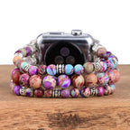 Turquoise Triple-Strand Apple Watch band worn on the wrist