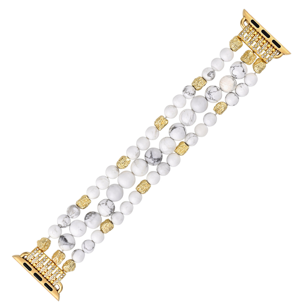 Close-up detail of White Howlite Beaded Jewelry Apple Watch band