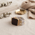 White Howlite Beaded Jewelry Apple Watch band styled as a jewelry accessory