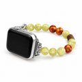 VELOWEN Wild Fairyland green beaded Apple Watch band for women with orange and wood-tone accents